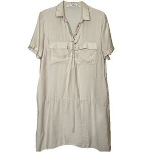 Mango‎ Womens Dress Size 8 Shirt Dress soft peachy pink color